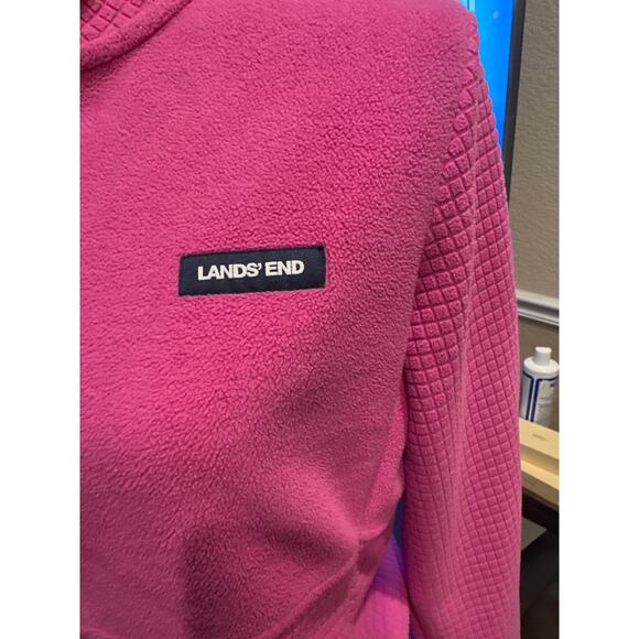 Women’s Lands End Pink Fleece Full Zip Jacket Size Large - Picture 2 of 4